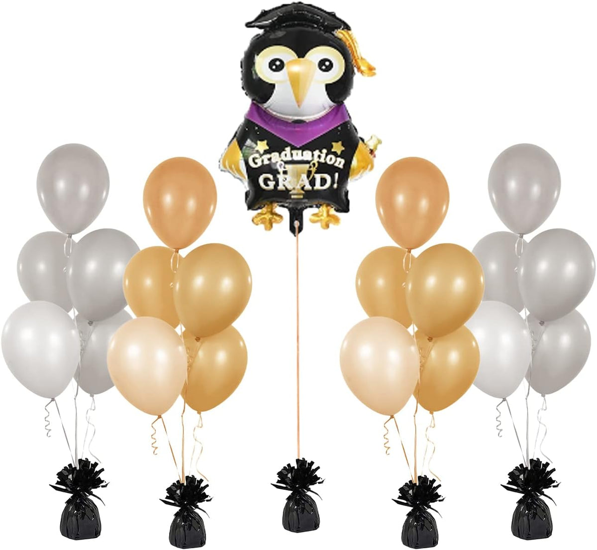 Metallic Balloon Weights, Birthday Party Favors, Novelty and Gag Gifts, 5.5" Inches, 12-Pack (Black)