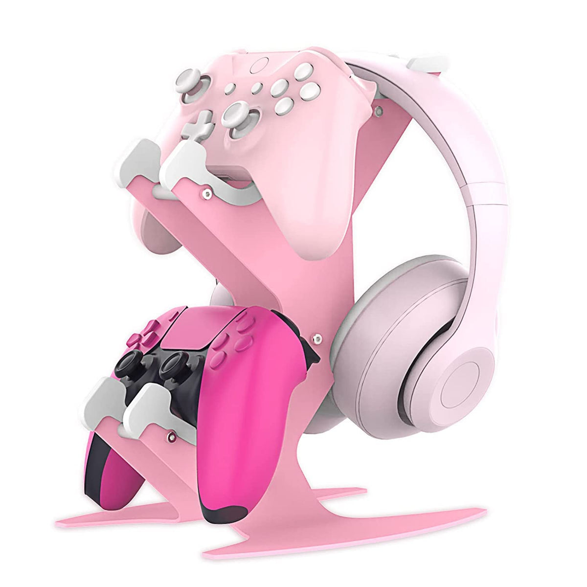 Controller Holder Pink, Game Controller Rack Headset Stand for Xbox Series X S/Xbox one / PS5 / PS4
