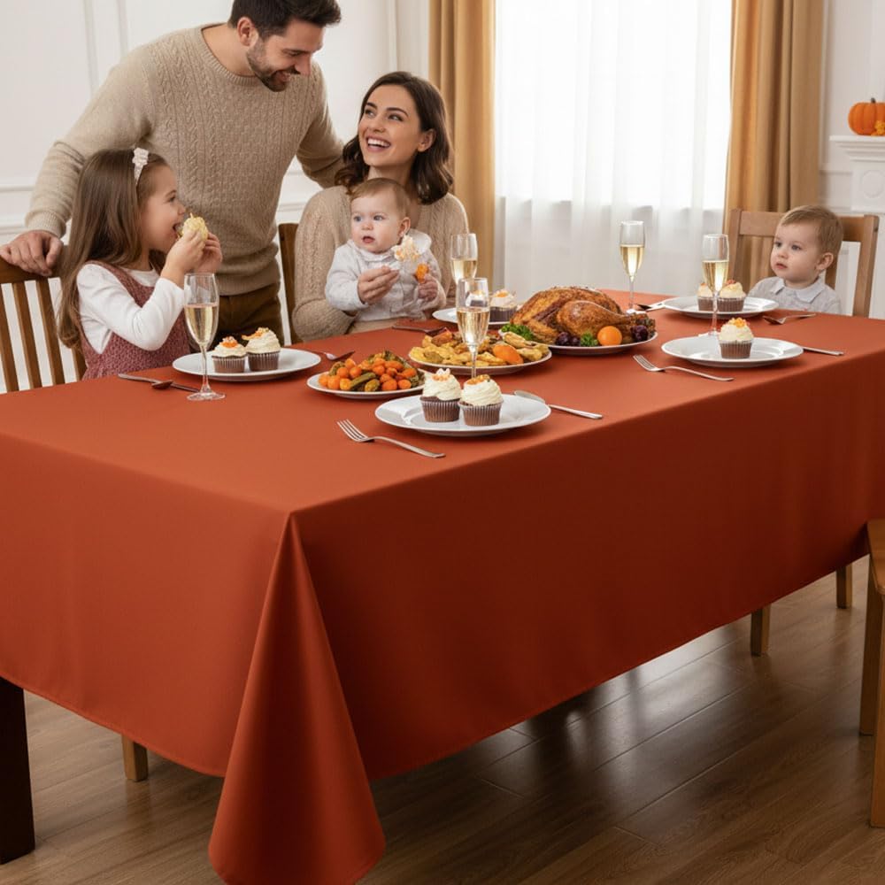 Fitable Rust Rectangle Tablecloths for 6 Foot Tables, 6 Pack - 70 x 108 Inches - Stain Resistant