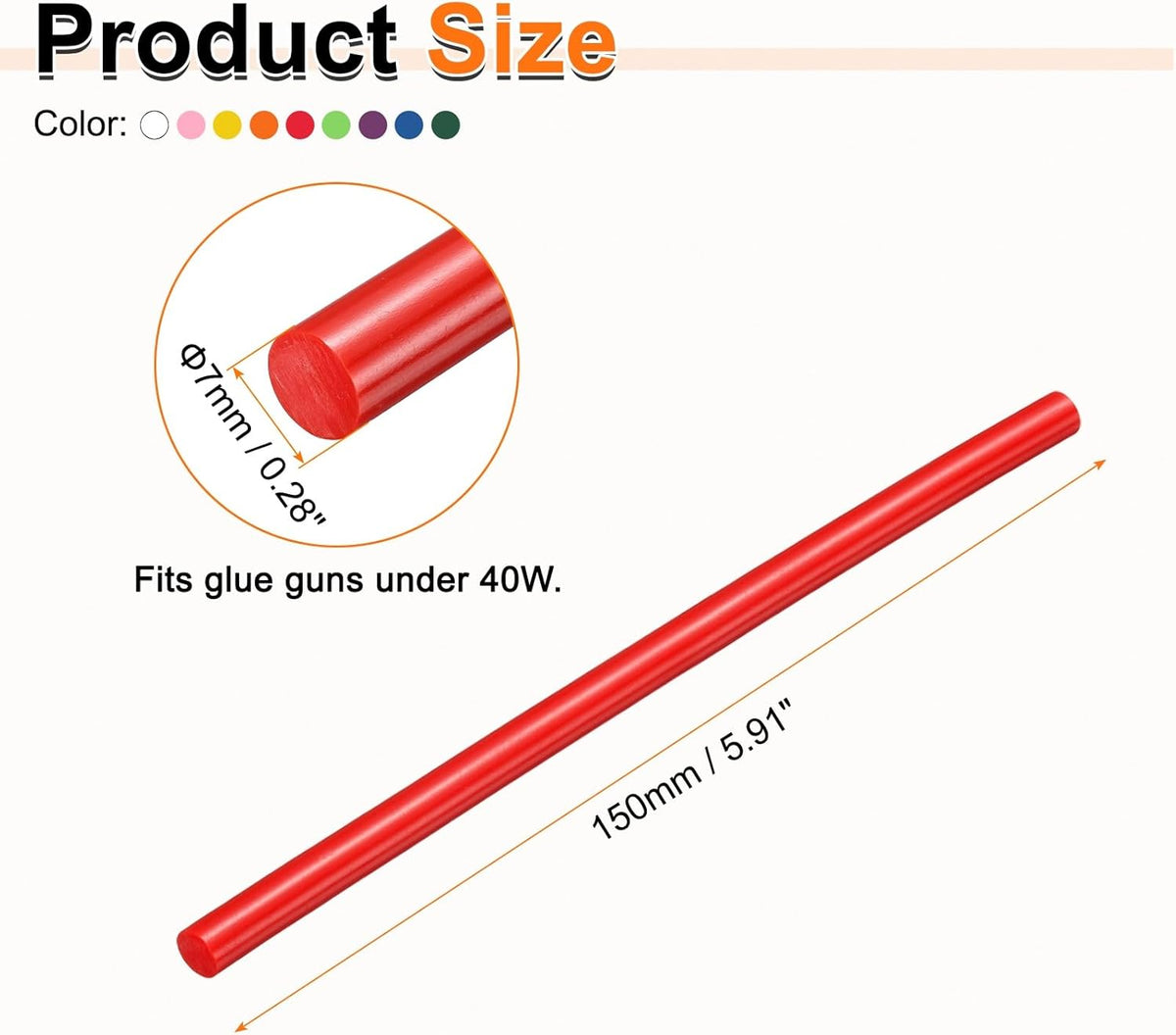 HARFINGTON 10pcs Hot Glue Sticks 0.28" Dia x 5.91" Long EVA Mini Hot Melt Adhesive Glue Stick for