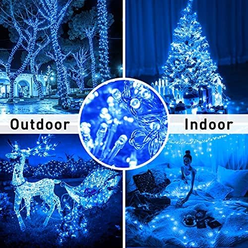 JMEXSUSS 250 LED Blue String Lights Indoor, 91.5ft Connectable Christmas Lights Outdoor Waterproof