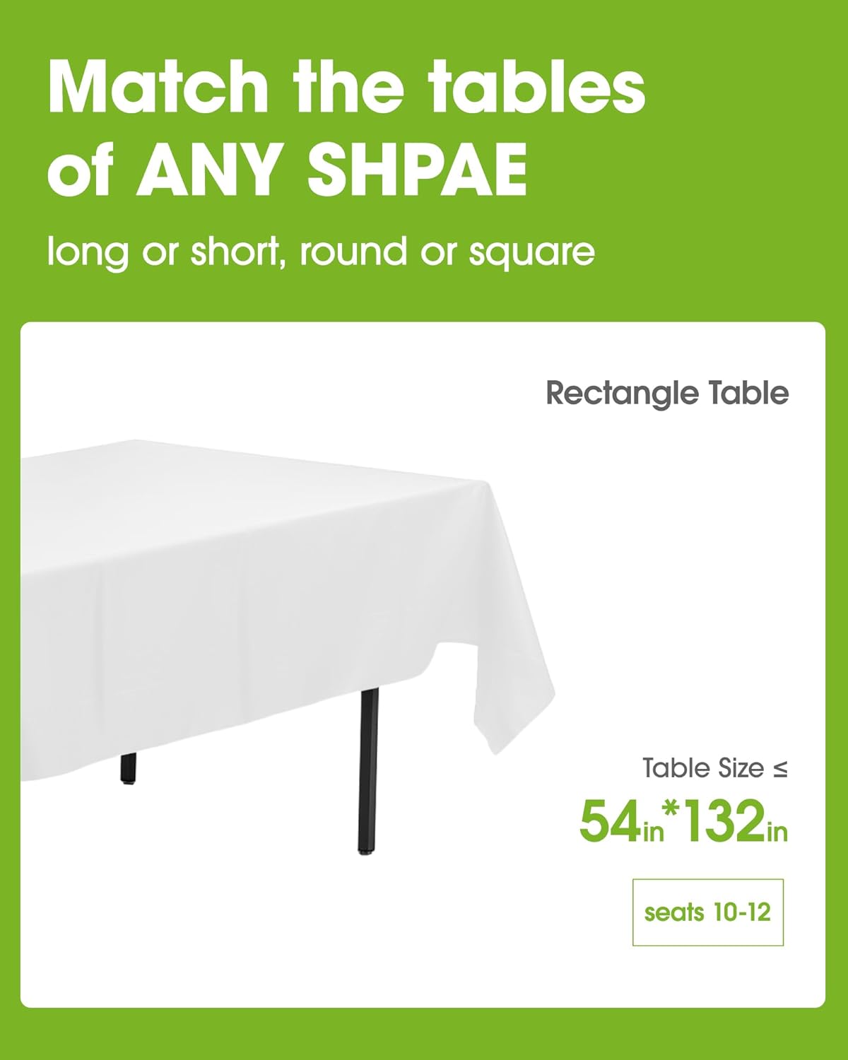 Pureegg Plastic Table Cloth Disposable 10 Pack, 54 x 132 Inch Table Cloths, Party, Picnic, Wedding