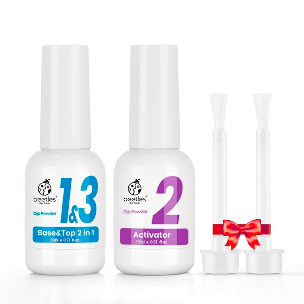Beetles Dip Powder Liquid Set - 2 In 1 Dip Base & Top Coat and Activator, Dip Nail Liquid Set for