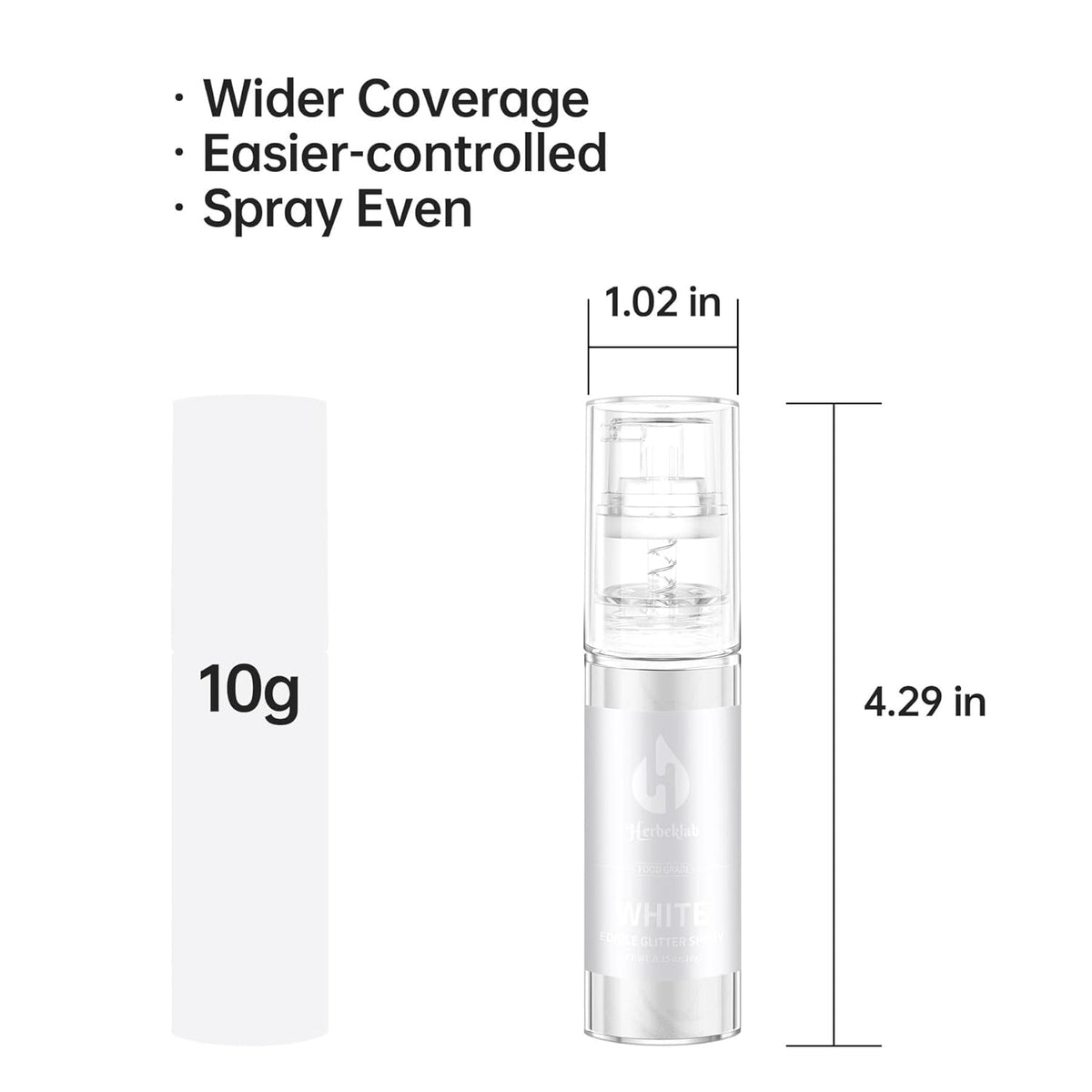 White Edible Glitter Spray - Herbeklab 10g Edible Diamond White Glitter for Cakes Food Grade