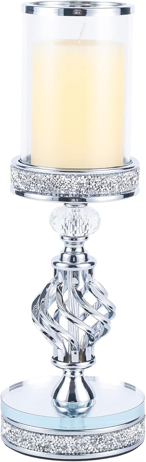 Hanjue Crystal Candle Holders for Pillar Candle, Metal Crystal Candle Holder for Home Decor