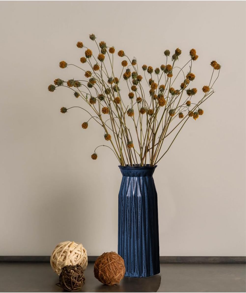Blue Antique Vase, 12 Inches Elegant Vintage Glass Vase Rustic European Unique Chic Style for