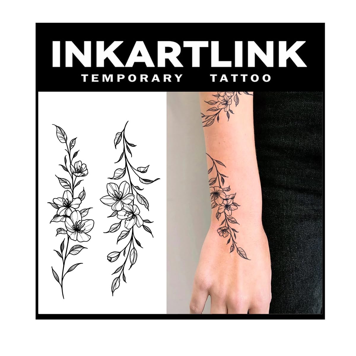 INKARTLINK Tattoo Tech, 2 Sheets Extra Large Semi Permanent Tattoo, Adult Art Design Temporary