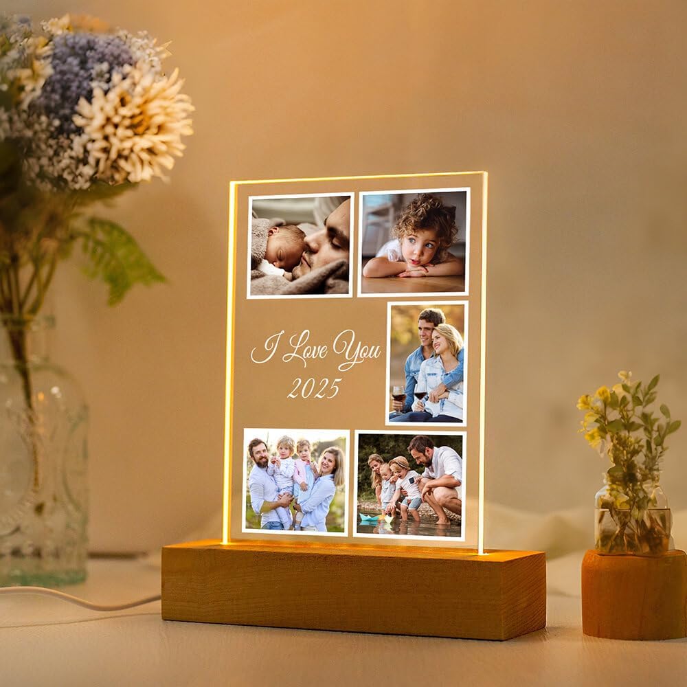 Custom Picture Frames with Photo, Customized Photo Frame with Night Light, Personalized Photo