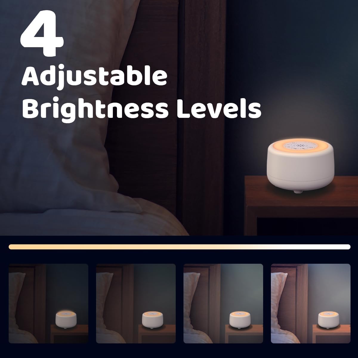 Sleepbox Sound White Noise Machine with 25 Soothing Sounds and 10 Colors Warm Night Light 4