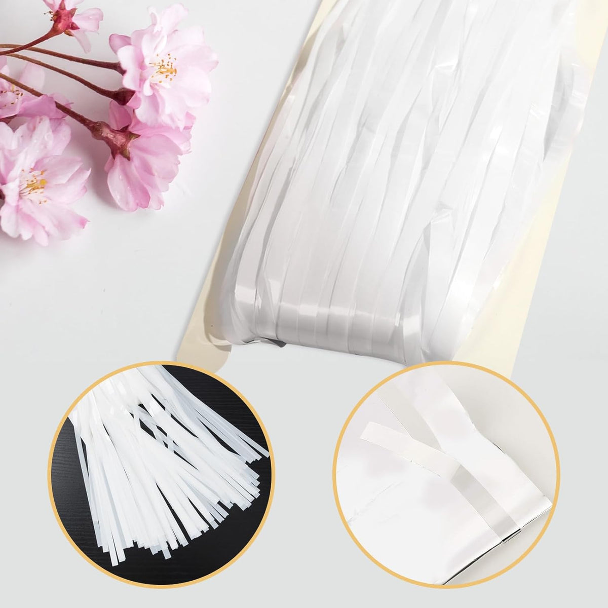 10 Pack White Backdrop Curtain 3.2ft x 8.2ft Metallic Tinsel Foil Fringe Curtains Photo Booth