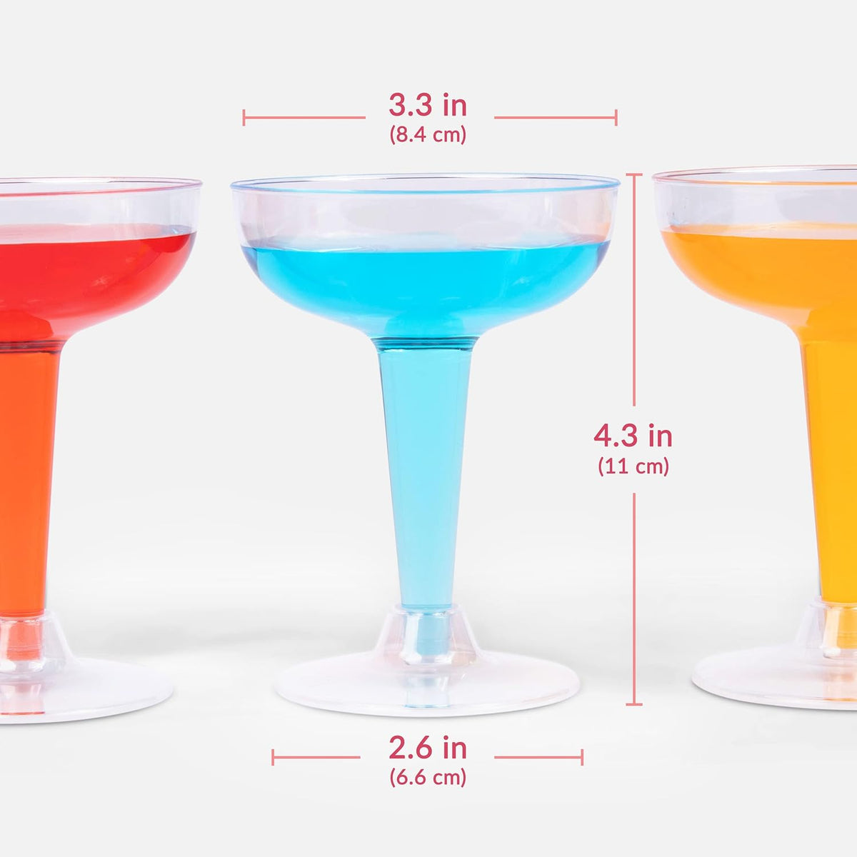 Prestee 24 Clear Plastic Coupe Glasses 4oz - Disposable Plastic Cocktail Cups, Martini Glasses