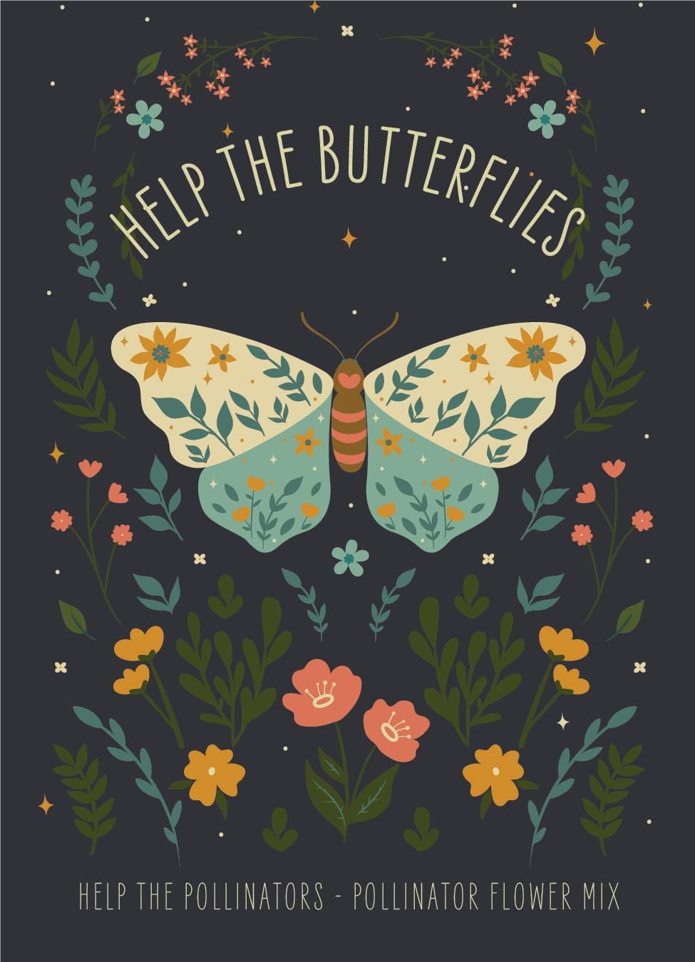 Bentley Pollinator Wildflower Mix, 25 Non-GMO Non-Coated Packets for Garden Planting, Help