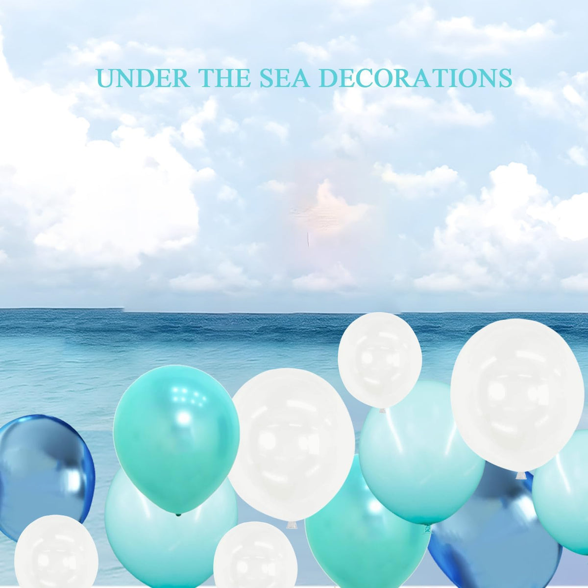 Under the Sea Party Decorations Teal Turquoise Blue Clear Balloons Assorted Colors Kit for Ocean