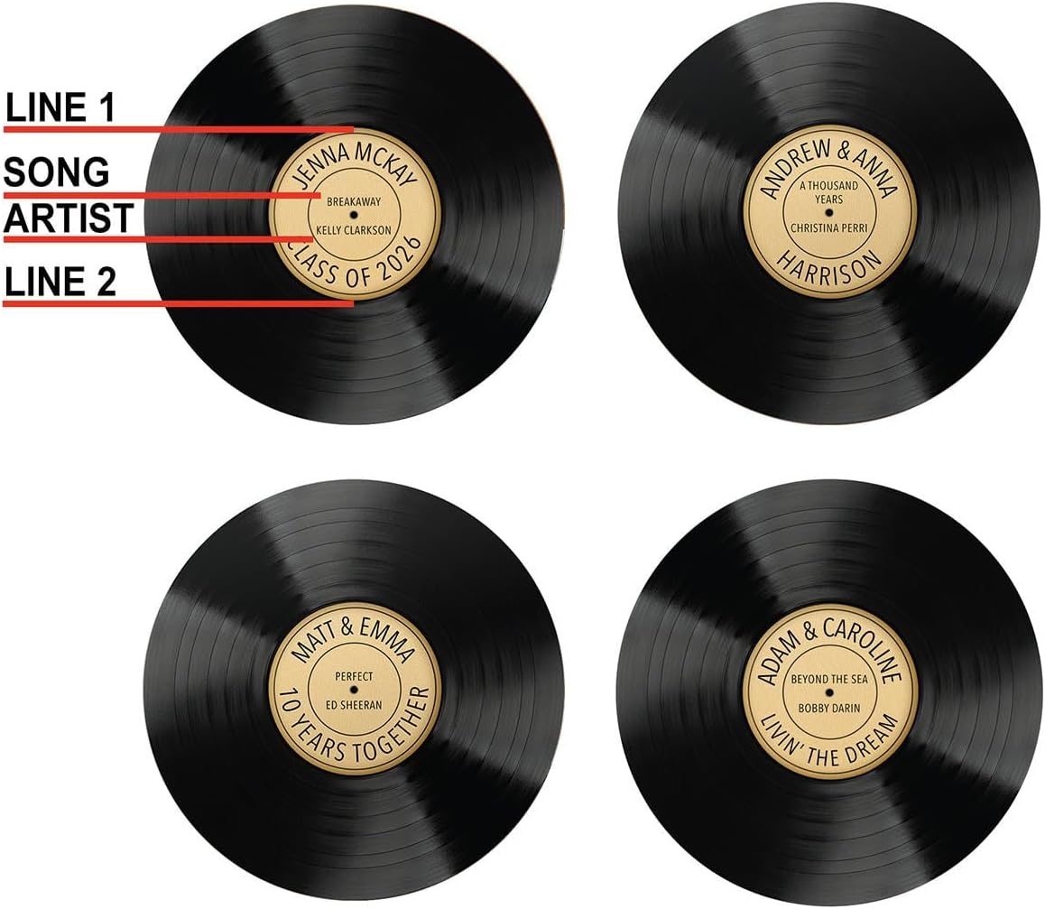 HomeWetBar Personalized Wedding Vinyl Record Alternative Guestbook, Special Song Record Guest Book