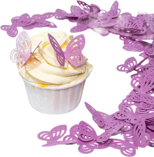 Purple Edible butterflies,Edible Flowers,Edible leaves, Wafer Paper Cake Cupcake Toppers for