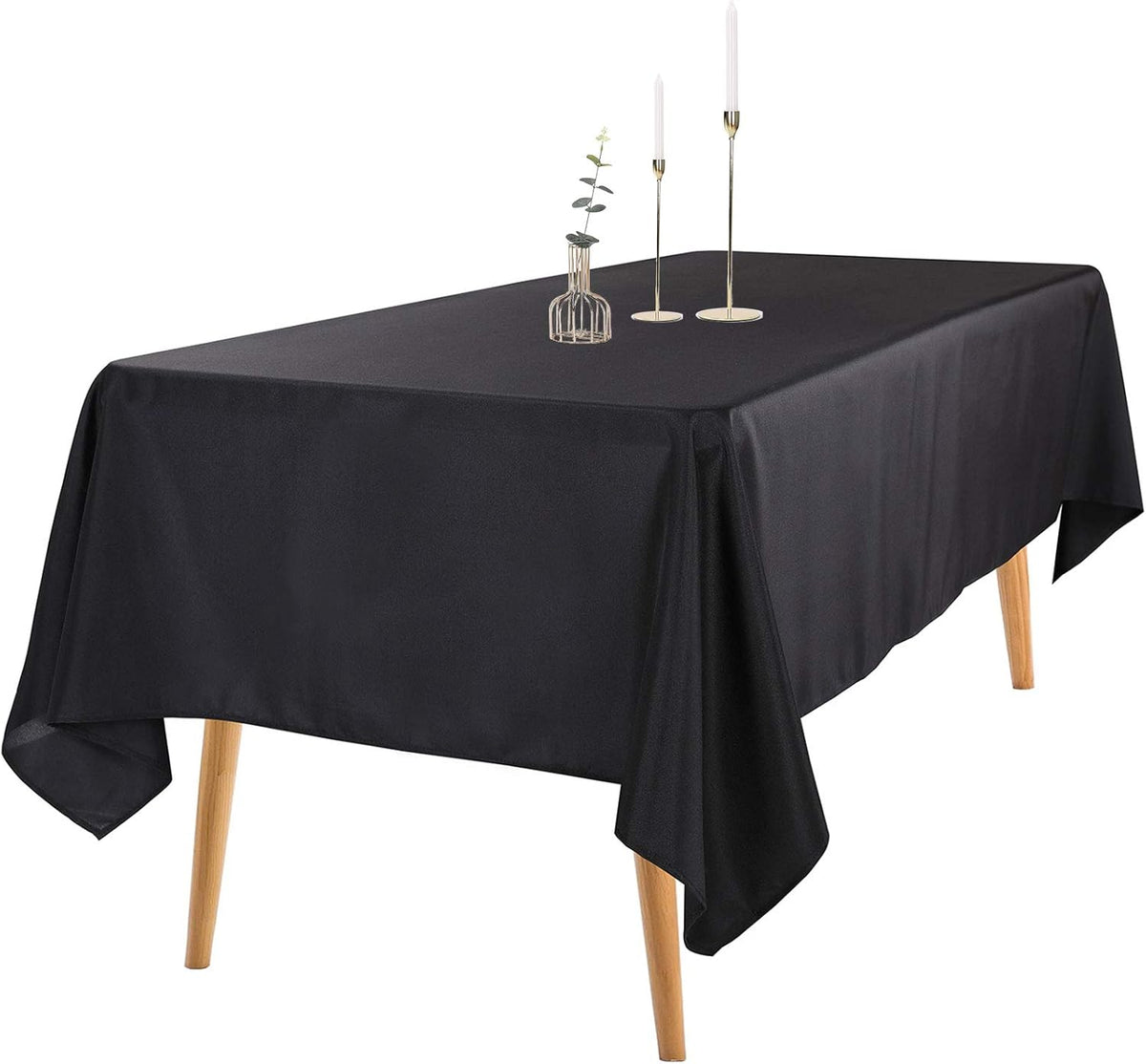 Ascoza 2pack 60x120 Inch Black Rectangular Tablecloth 6 Feet Table Cloth in Polyester Fabric for