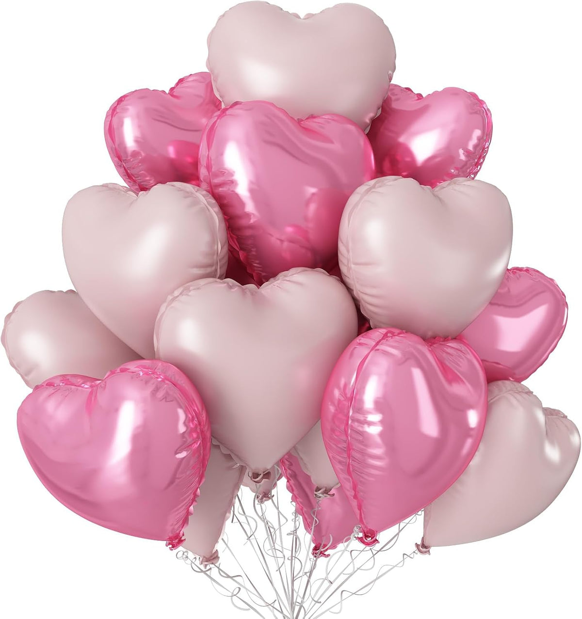 Light Pink Heart Balloons,12Pcs 18 Inch Pastel Baby Pink Helium Foil Love Heart Shaped Balloons for
