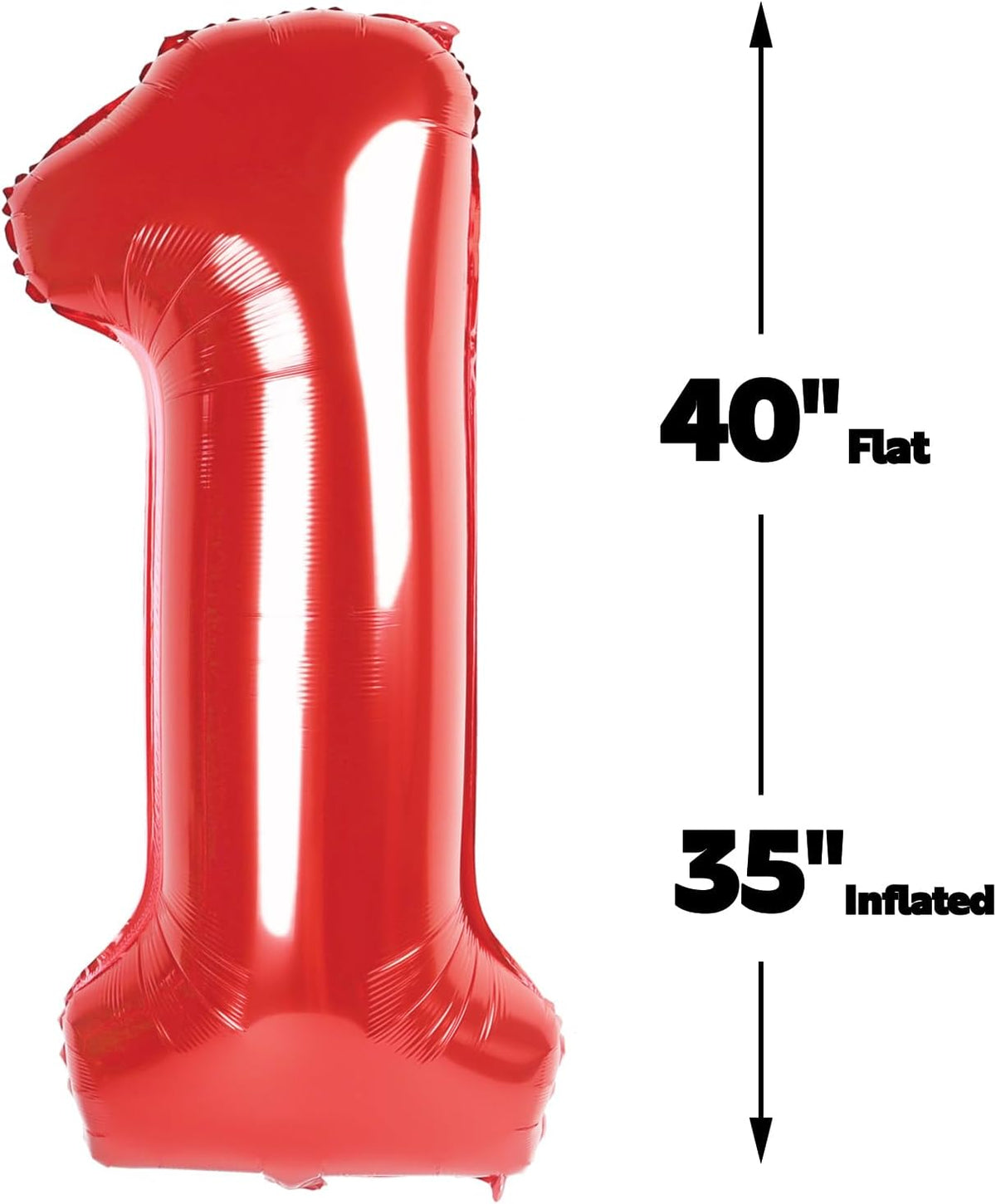 Red Number 1 Balloon 40 inch, Number 1 Birthday Balloon for Boy Girl, Red Foil One Balloon for 1st