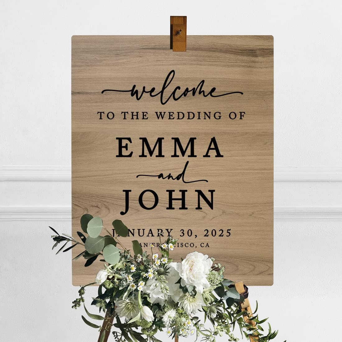 Andaz Press Large Wooden Welcome Sign for Wedding Rustic Welcome Sign 16" x 20" Custom Names Date &