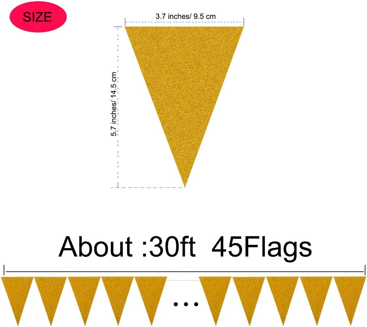 MerryNine Triangle Flag Bunting Banner, 3 Pack 30 Feet Vintage Style Pennant Banner for Wedding