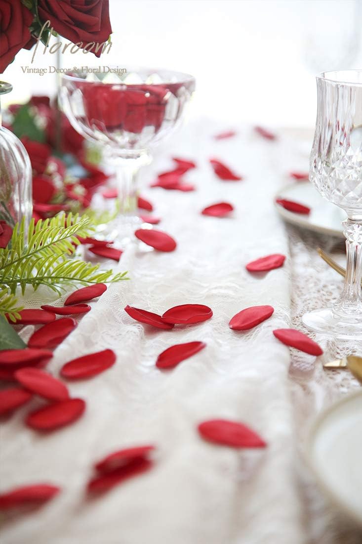 Floroom 300pcs Rose Petals Dark Red Faux Silk Flower Petals for Wedding Flower Girl Basket Aisle
