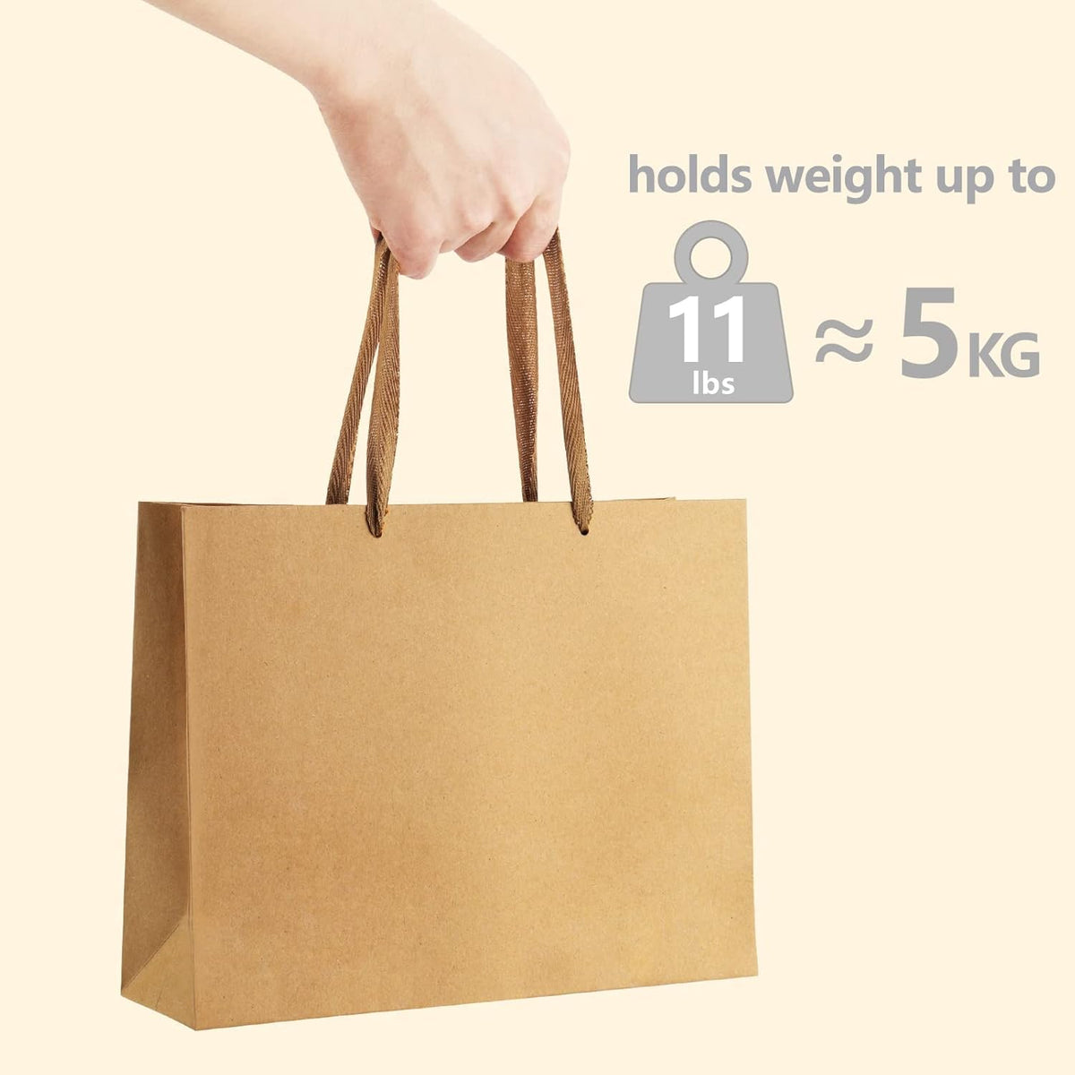 BagDream Paper Bags 10.6x3.1x8.3 25Pcs Gift Bags Heavy Duty Kraft Brown Gift Paper Bags with