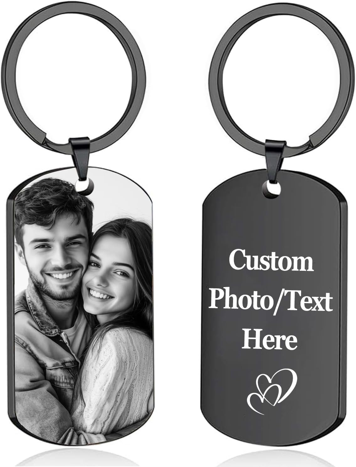 Custom Keychain with Picture, Personalized Keychain with Engraved Photo/Text, Gifts for Family and