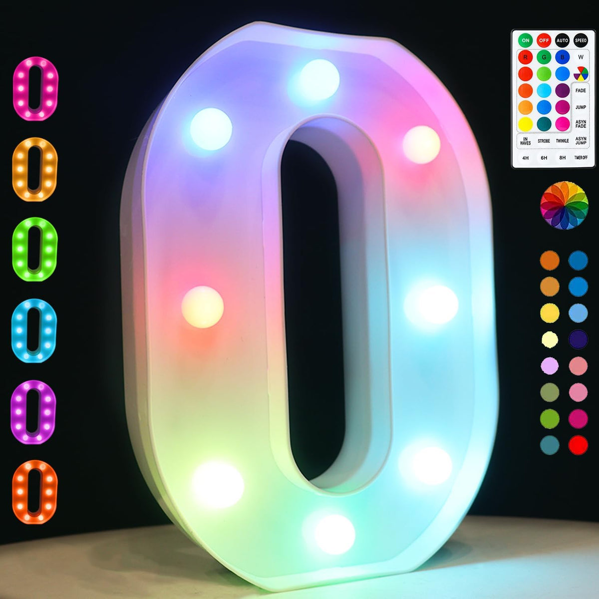 Light Up Colorful LED Marquee Letter lights, 18 Colors Changing Alphabet Letters Sign with Remote
