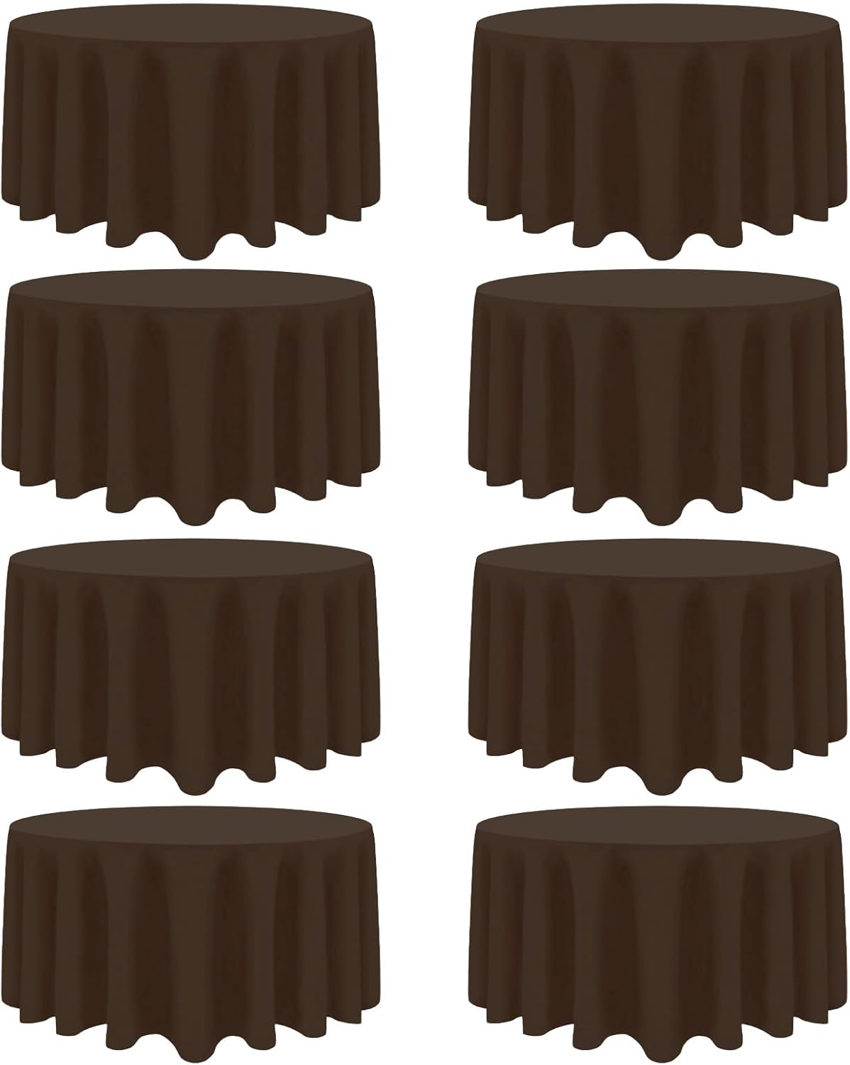 8 Pack Brown Round Tablecloth 90 Inch Stain and Wrinkle Resistant Round Brown Table Cloth Reusable