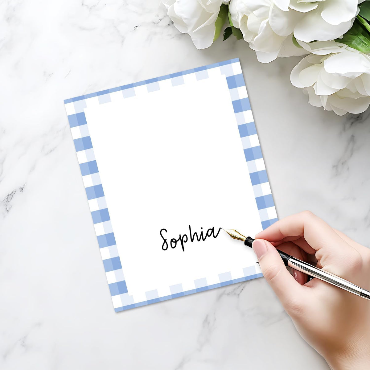 25 Pack Blue Border Place Cards, Editable Name Cards for Table Setting, Tent Cards Food Label for