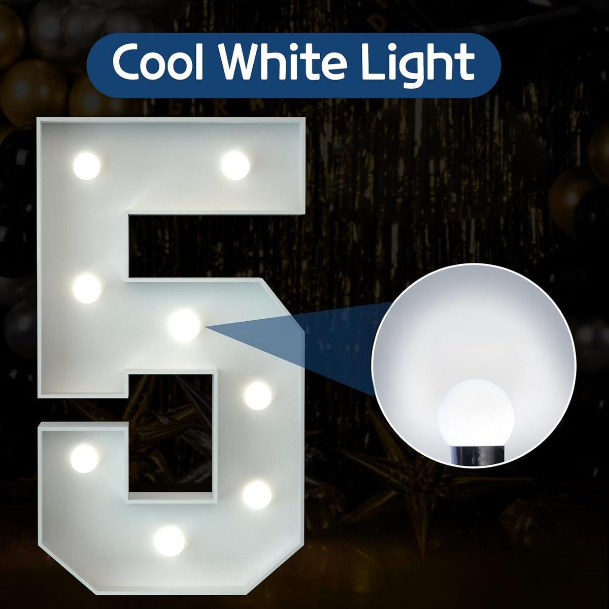 Marquee Numbers 3 Feet Tall Big Light Up Numbers 5th 25th 50th Birthday Decorations Girl Boy