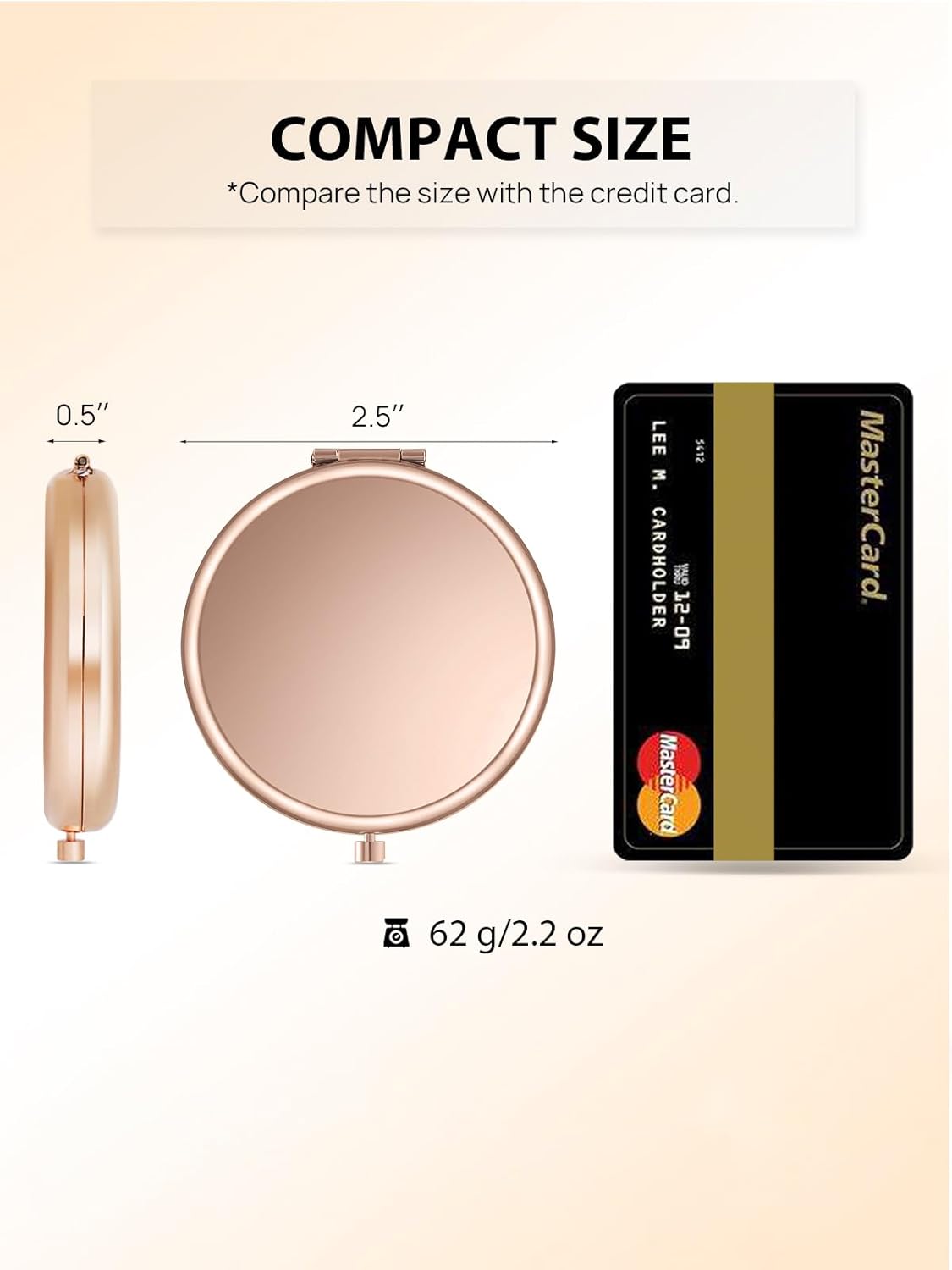 Compact Mirror Bulk, Pack of 12 Double-Sided 1X/2X Magnifying Metal Makeup Mirrors(Round, Rose Gold)