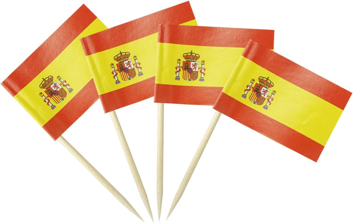 Spain Flag Spanish Flag, Small Mini Spain Toothpick Flags for Food, Cupcakes, Cocktails