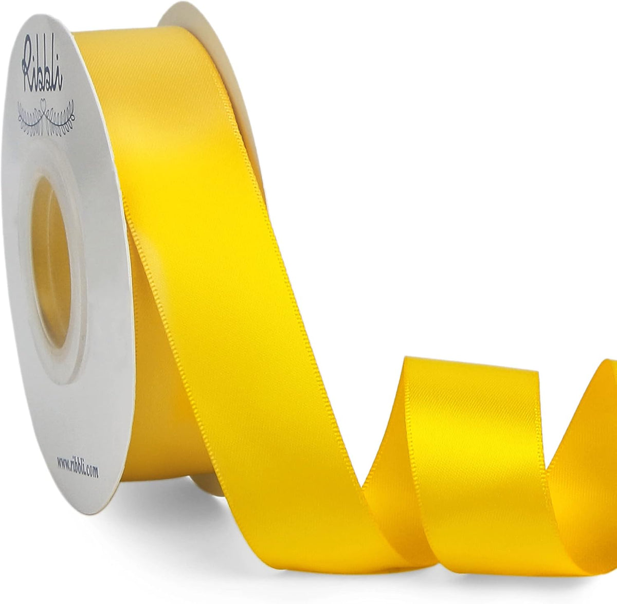 Ribbli Maize Yellow Double Faced Satin Ribbon,1” x Continuous 25 Yards,Use for Bows Bouquet,Gift