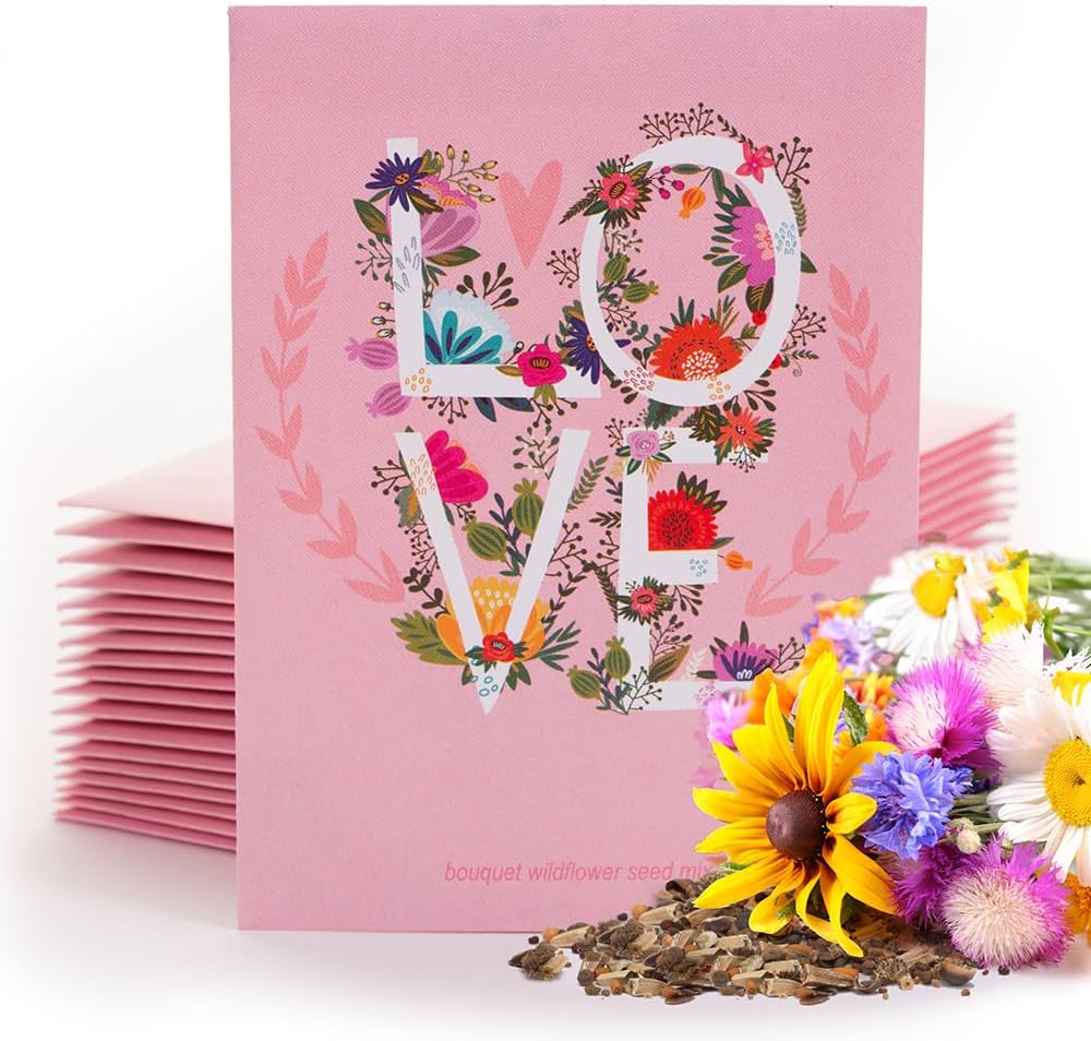 Love Bouquet Wildflower Packets, 25 Packets for Planting - Garden Seeds to Grow Live Plants - A