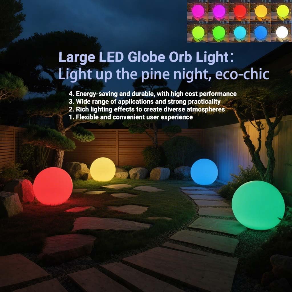 50CM/20-inch Large LED Globe Orb Light, Rechargeable LED Ball Light, Dimmable 16 RGB Colors Globe