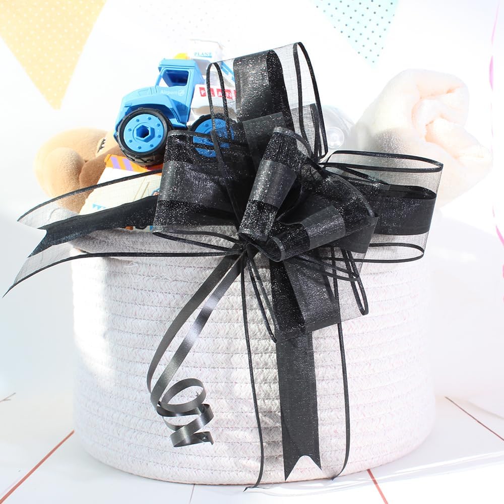 WEWILUCK Large Black Gift Bows - Perfect bows for Gift Wrapping,Big Pull Gift Wrap Bows for Man