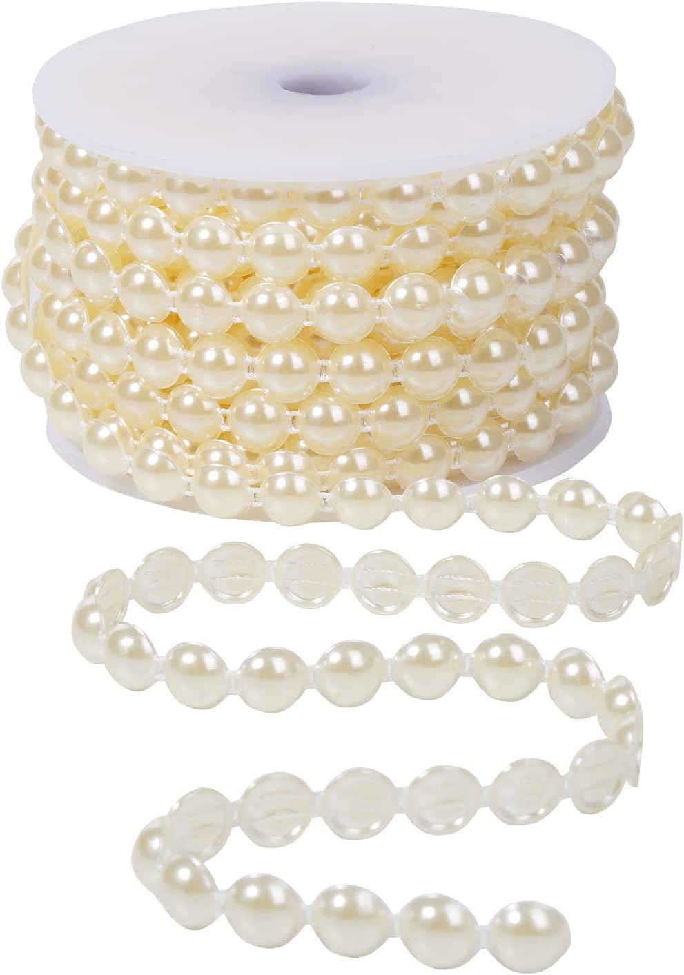10mm Pearl Garland Half-Round 11 Yards Flat Craft Pearls Bead String Roll Strand for Wedding Party