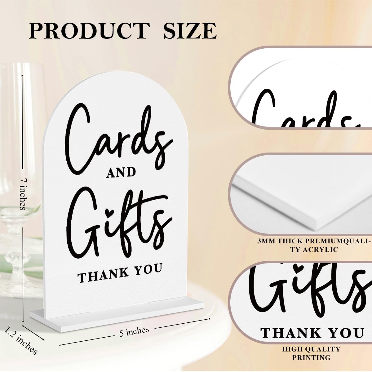 2 Pcs Acrylic Wedding Signs for Ceremony and Reception, Bridal Shower Decorations, Cards and Gifts