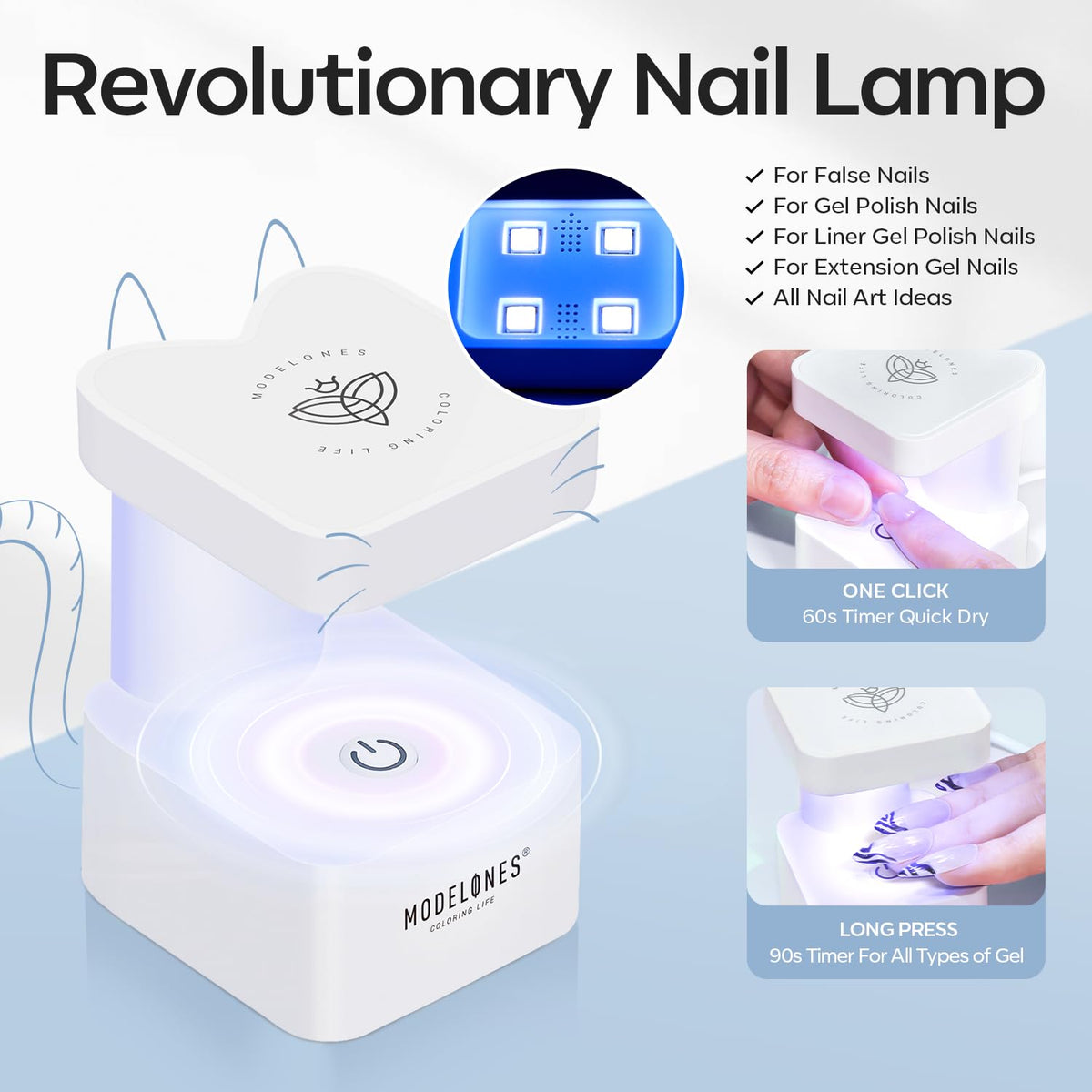 modelones Extra Short Almond Gel Nail Tips Kit, 9-in-One Nail Glue with Portable U V Lamp 216Pcs