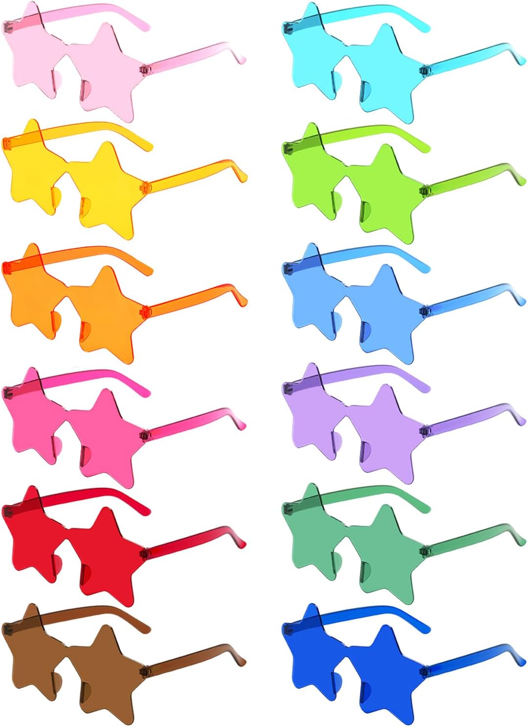 12 Pairs Star Kids Sunglasses Bulk Colorful Rimless Star Glasses for Women Adults Fun Trendy