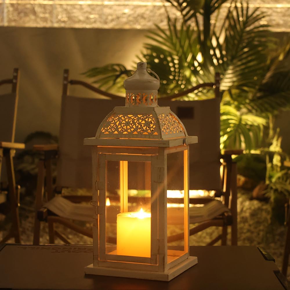 NEEDOMO 14.4" Lanterns Decorations Indoor, Hanging Candle Lantern Outdoor, Vintage Large Lantern