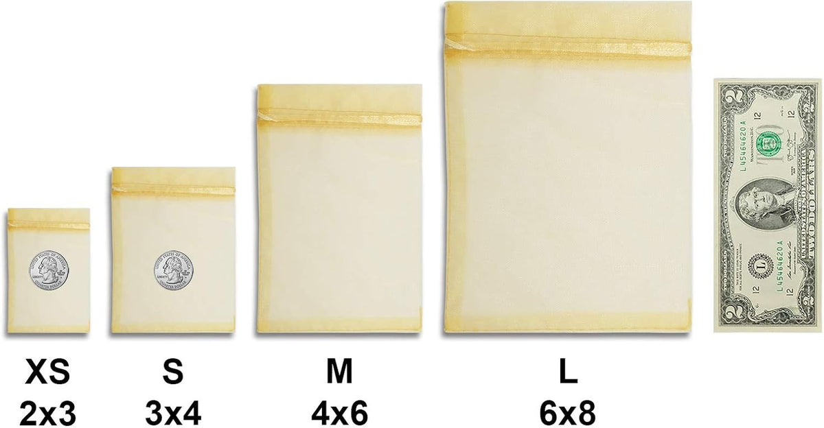 TheDisplayGuys 48-Pack 3x4 Gold Sheer Organza Gift Bags with Drawstring, Jewelry Candy Treat