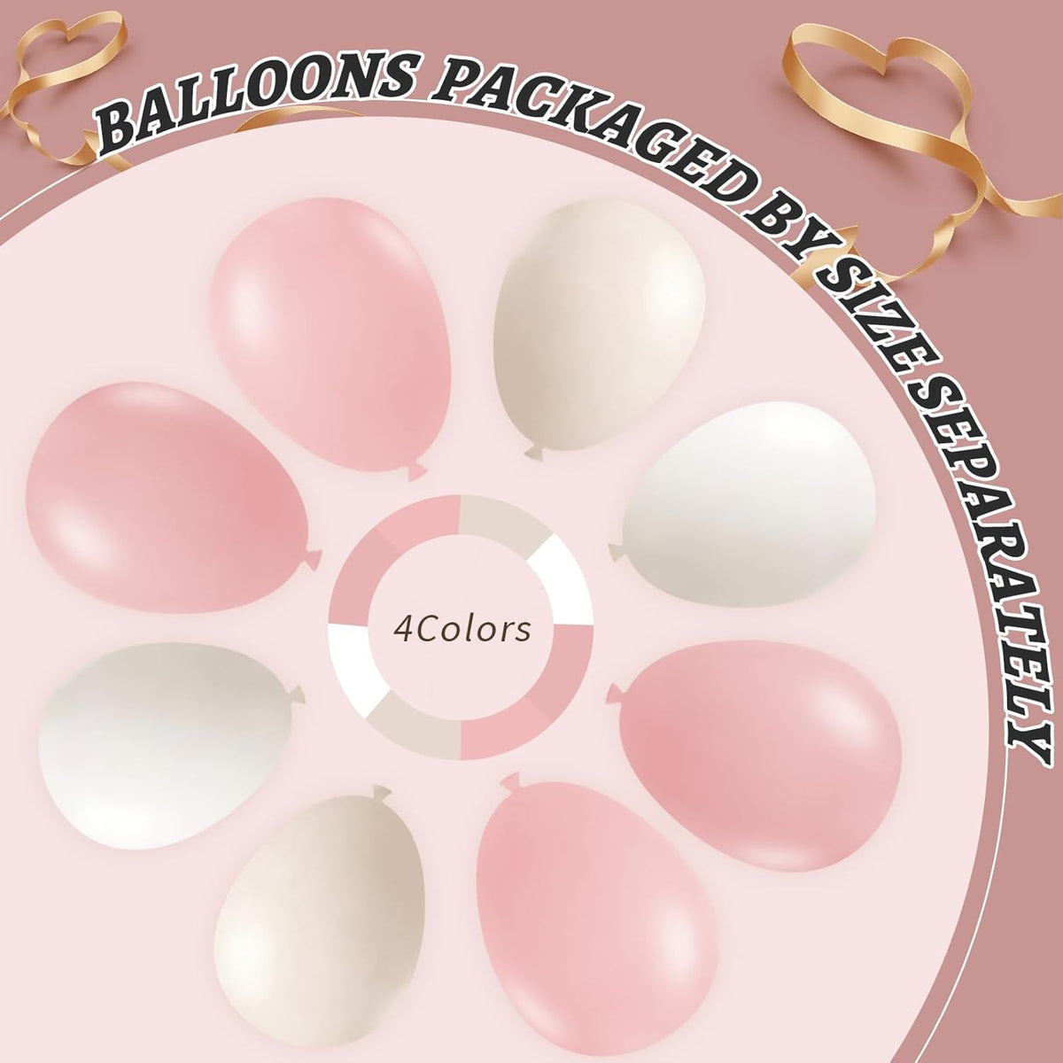 412Pcs Pink Balloon Arch Garland Kit,18 12 10 5 Inch Pink White Balloon Arch Garland Kit Include