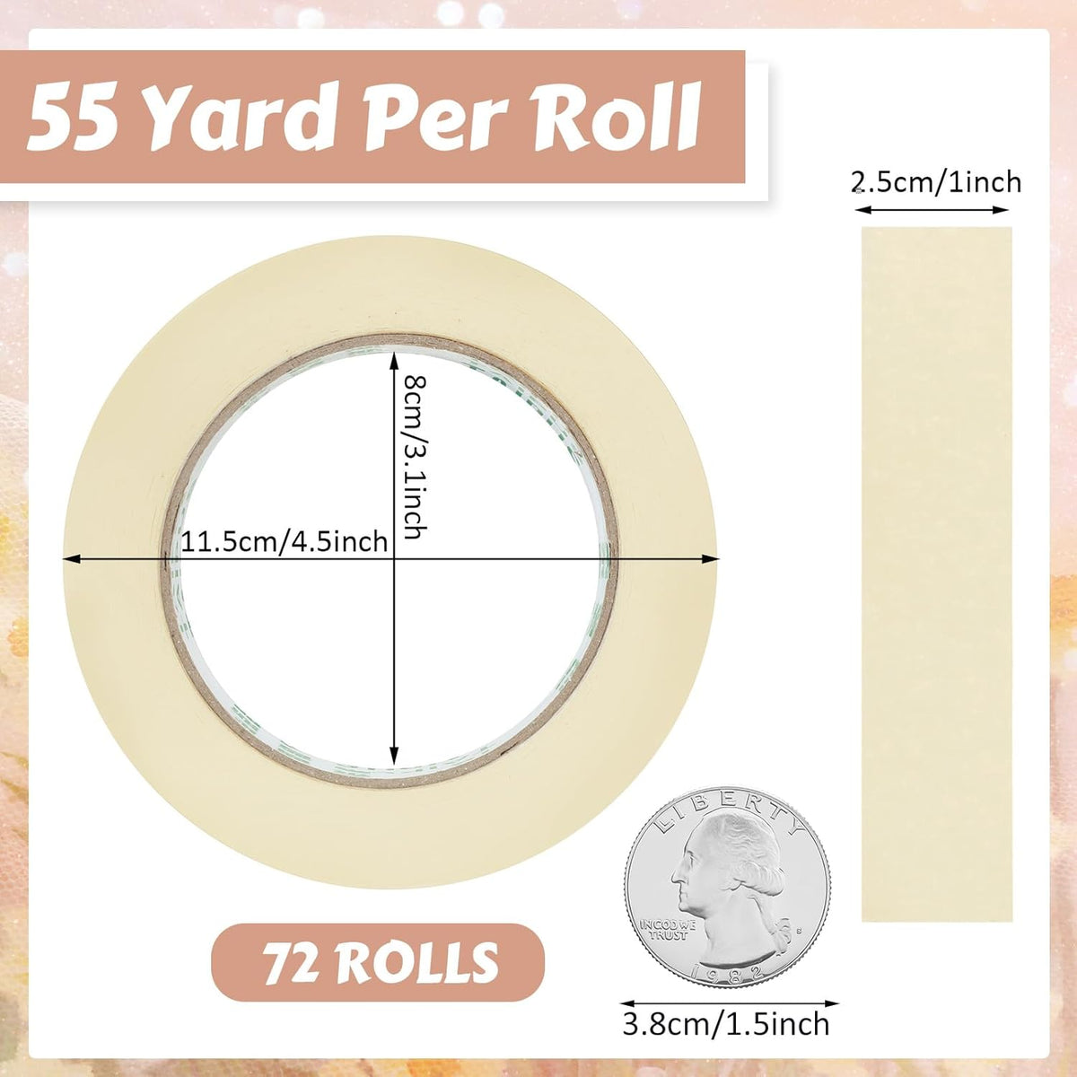 Masking Tape Bulk General Purpose Masking Painting Tape 55 Yards for Painting Home Office School