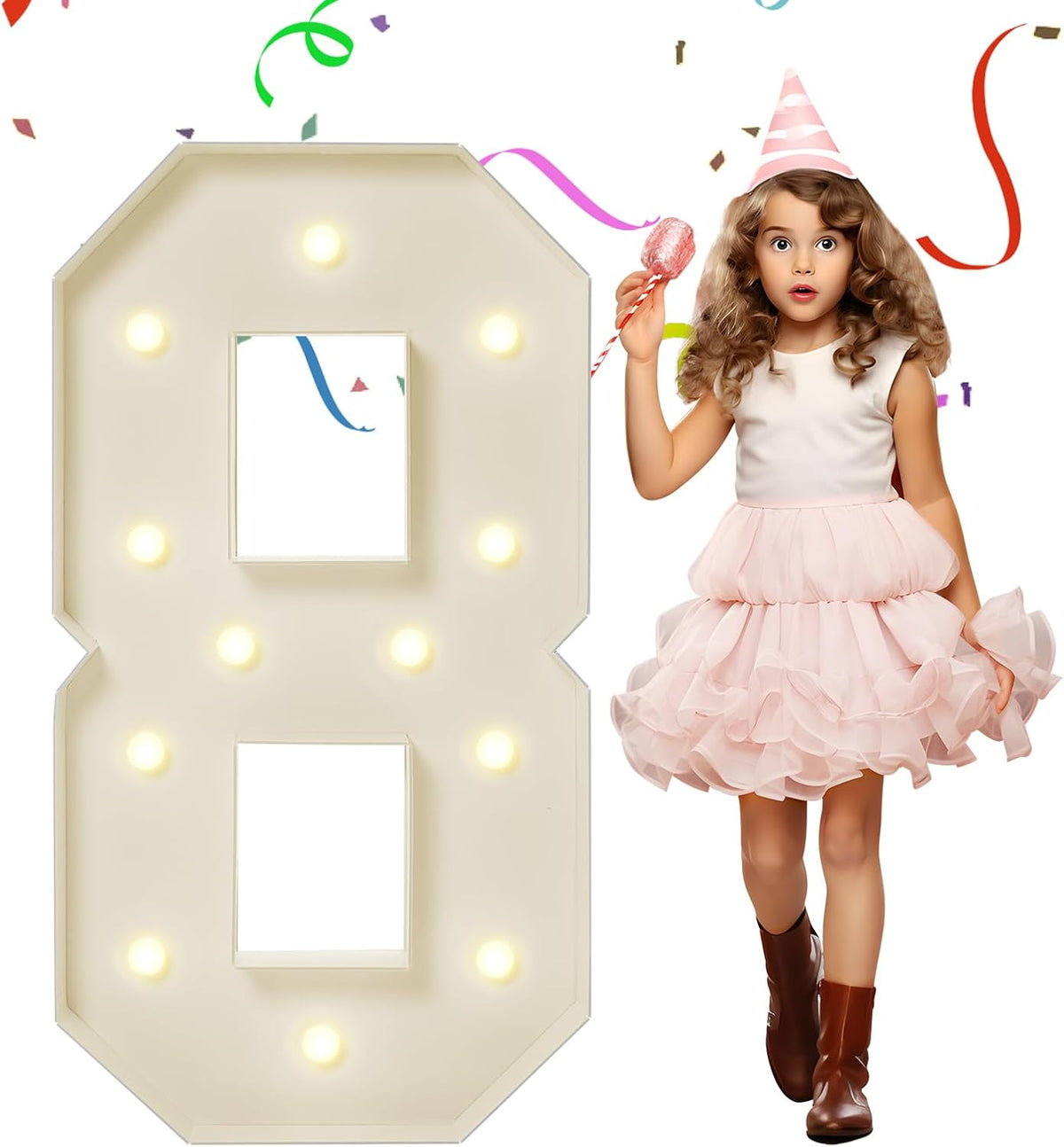 4FT Marquee Numbers, Large Light Up Numbers 8 for 8th 18th 80th Birthday Party Decorations, Giant