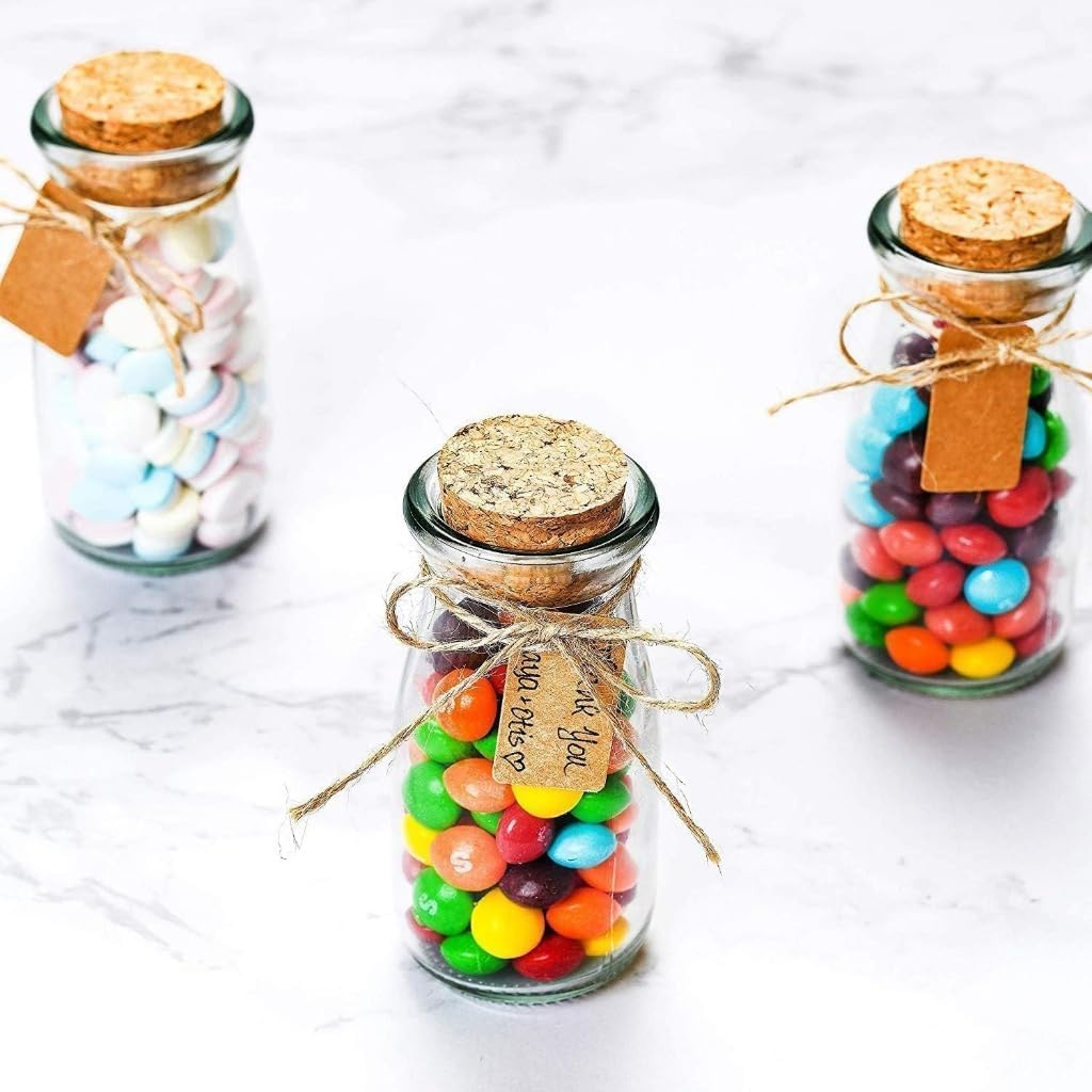 Otis Classic Small Glass Jars with Lids – Set of 12 Mini Glass Bottles with Corks for Halloween