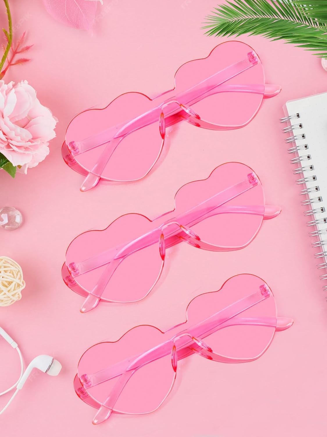 12 Pairs Heart Shaped Sunglasses for Women Colorful Glasses Fun Trendy Transparent Heart Sunglasses