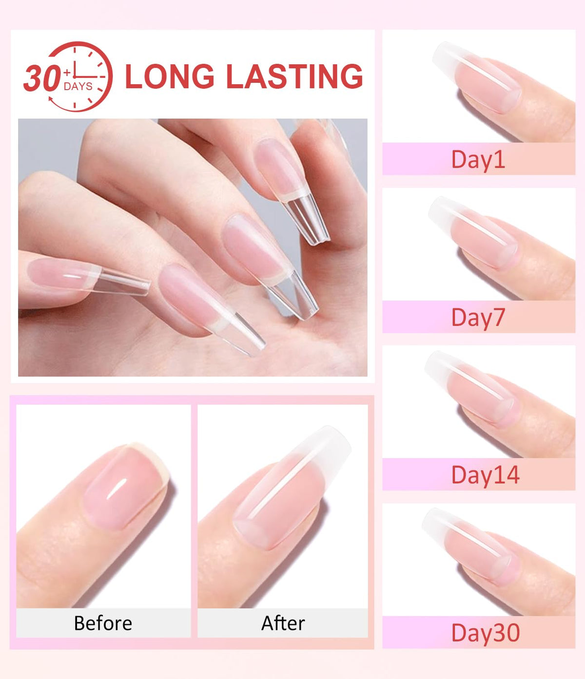 Solid Sculpting Builder Gel LEDSUUEI - Clear Nail Extension Gel, Non-Sticky Hard Gel for Nails