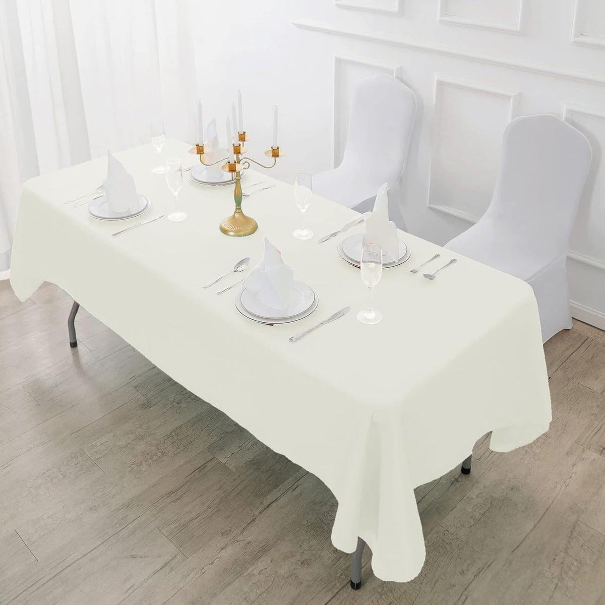 Fokitut 6 Pack Rectangle Tablecloth, 60x120 Inch, Stain Resistant and Wrinkle Polyester Table